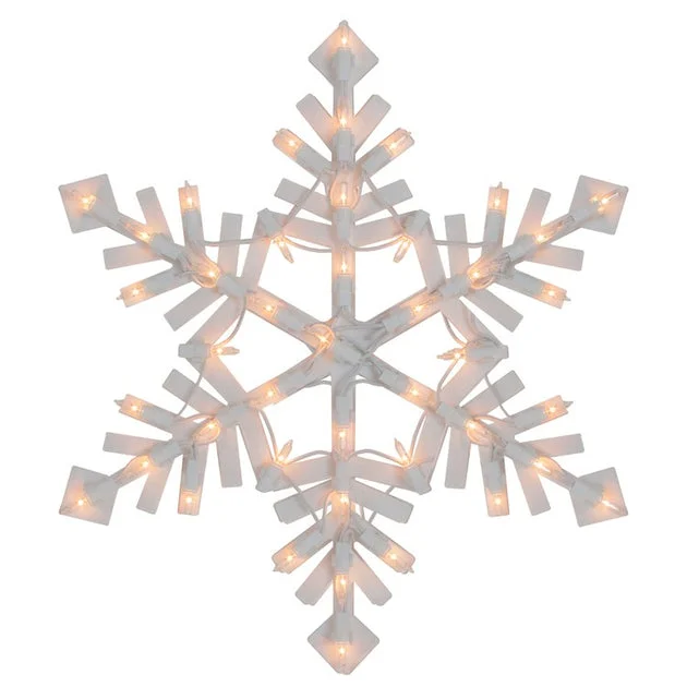 15.5" White Lighted Snowflake Christmas Outdoor Window Silhouette