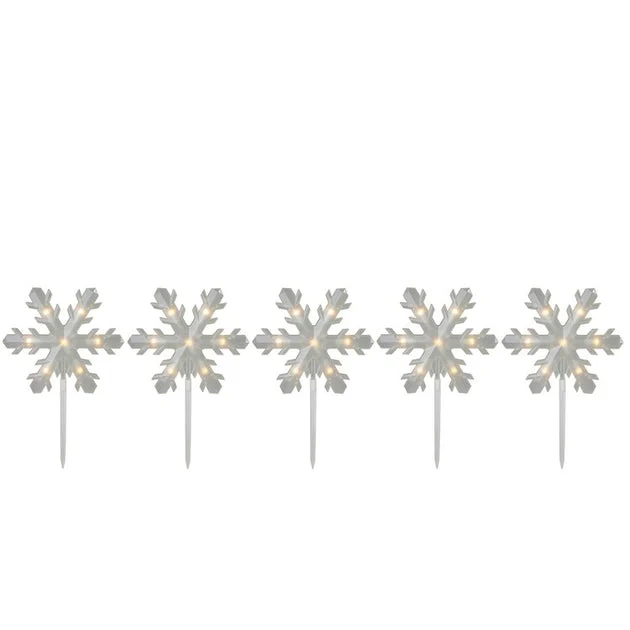 14.25 Lighted Snowflake Christmas Pathway Markers Set of 5