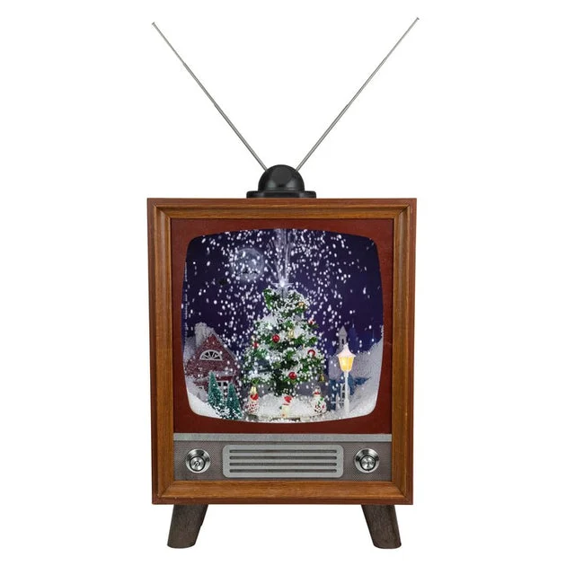 21" LED Lighted Musical Snowing Christmas Tree TV Set Decoration