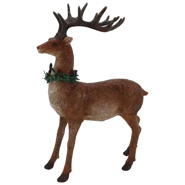 15.5" Glittered Brown Standing Christmas Decoration