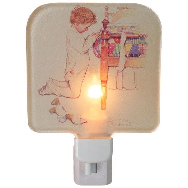 6" Norman Rockwell 'A Christmas Prayer' Glass Night Light