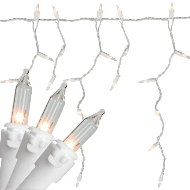 150-Count Clear Mini Icicle Christmas String Light Set with 8.75' White Wire