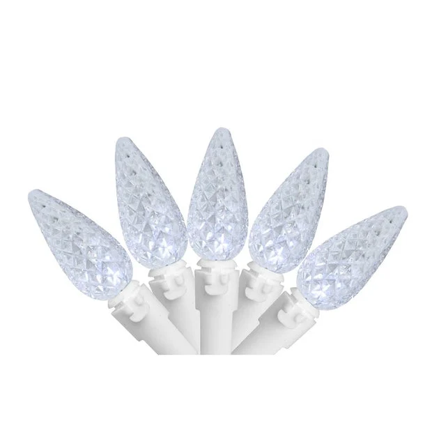 70-Count Pure White LED C6 Christmas String Light Set with 23' White Wire