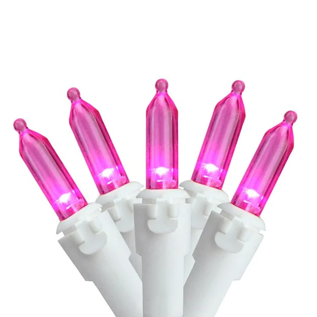 100-Count Pink LED Mini Christmas Light Set with 33' White Wire