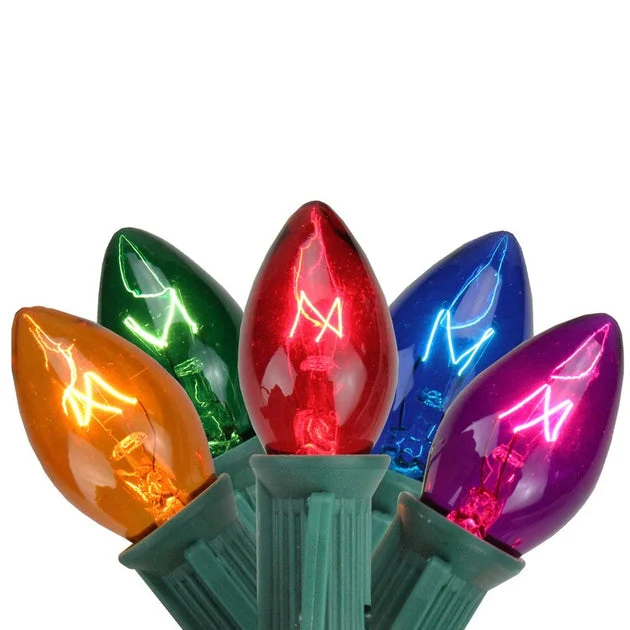 25-Count Multi-Color C7 Christmas Light Set with 24' Green Wire