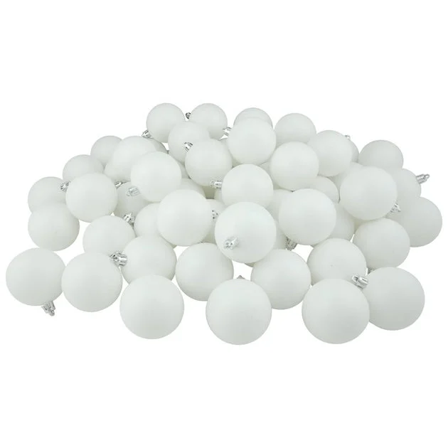 2.5" Winter White Shatterproof Matte Christmas Ball Ornaments Set of 60