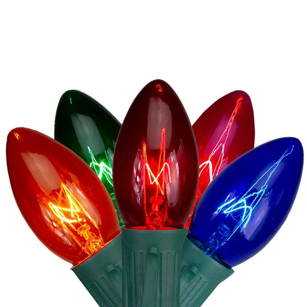 25-Count Transparent Multi-Color C9 Twinkle Christmas Light Set with 24' Green Wire