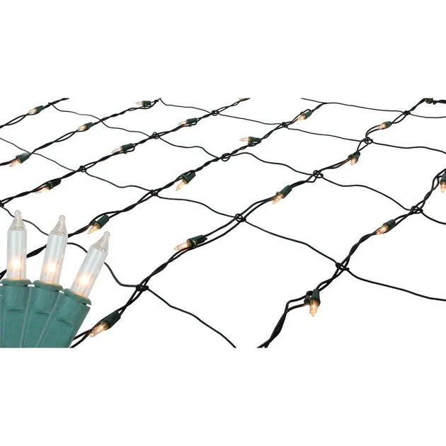 4' x 6' Clear Mini Incandescent Christmas Net Light Set with Green Wire