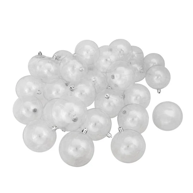 3.25" Clear Shatterproof Shiny Christmas Ball Ornaments Set of 32