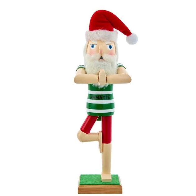 15" Wooden Yoga Santa Nutcracker