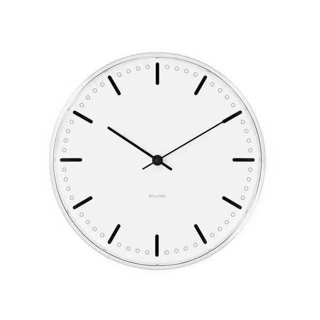 City Hall 8.3" Wall Clock - White/Black