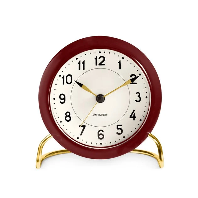Station 4.7" Table Clock - Bordeaux/White