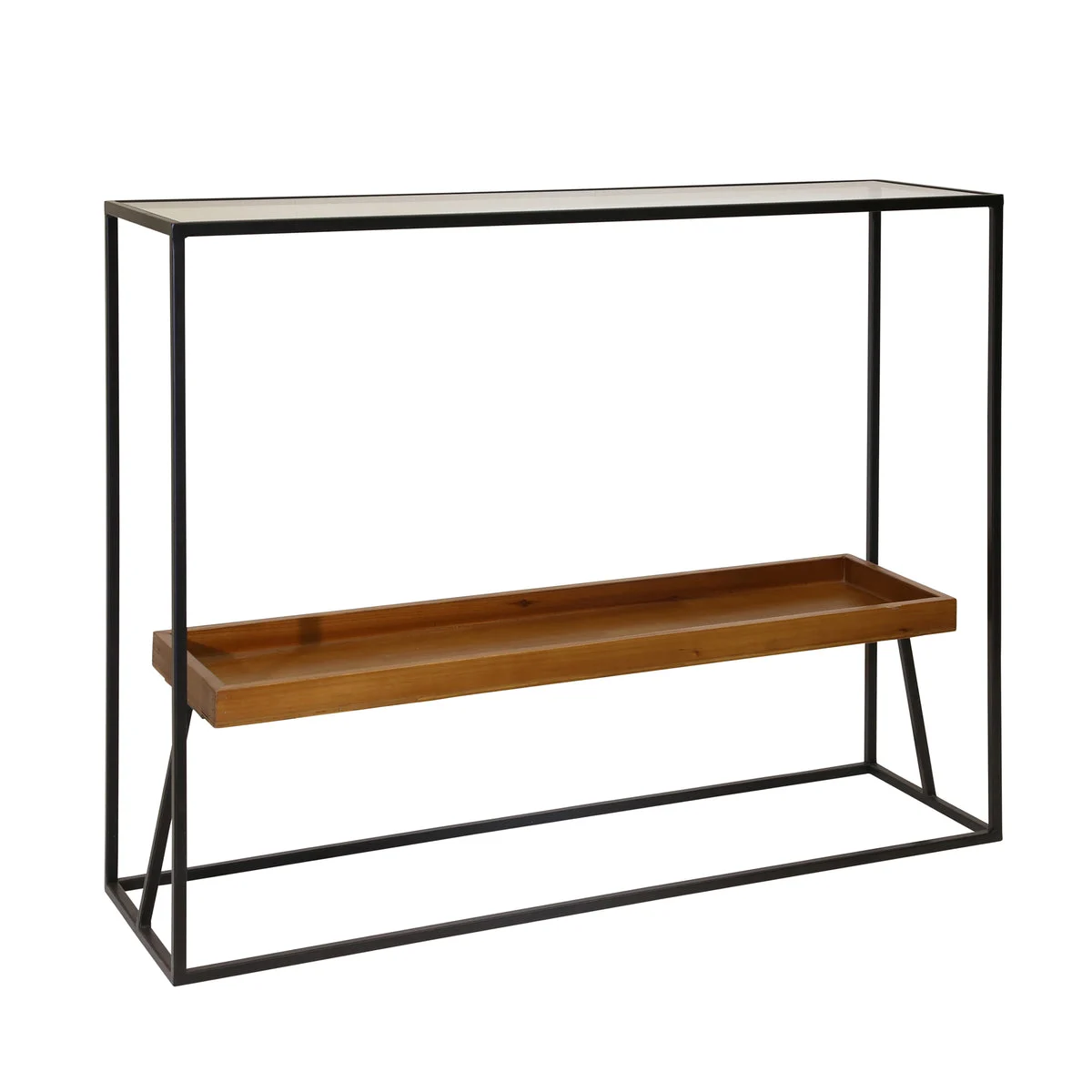 Sagebrook Home Ec Metal/Wood 31`` 2-Tier Console Table,Black/Brown