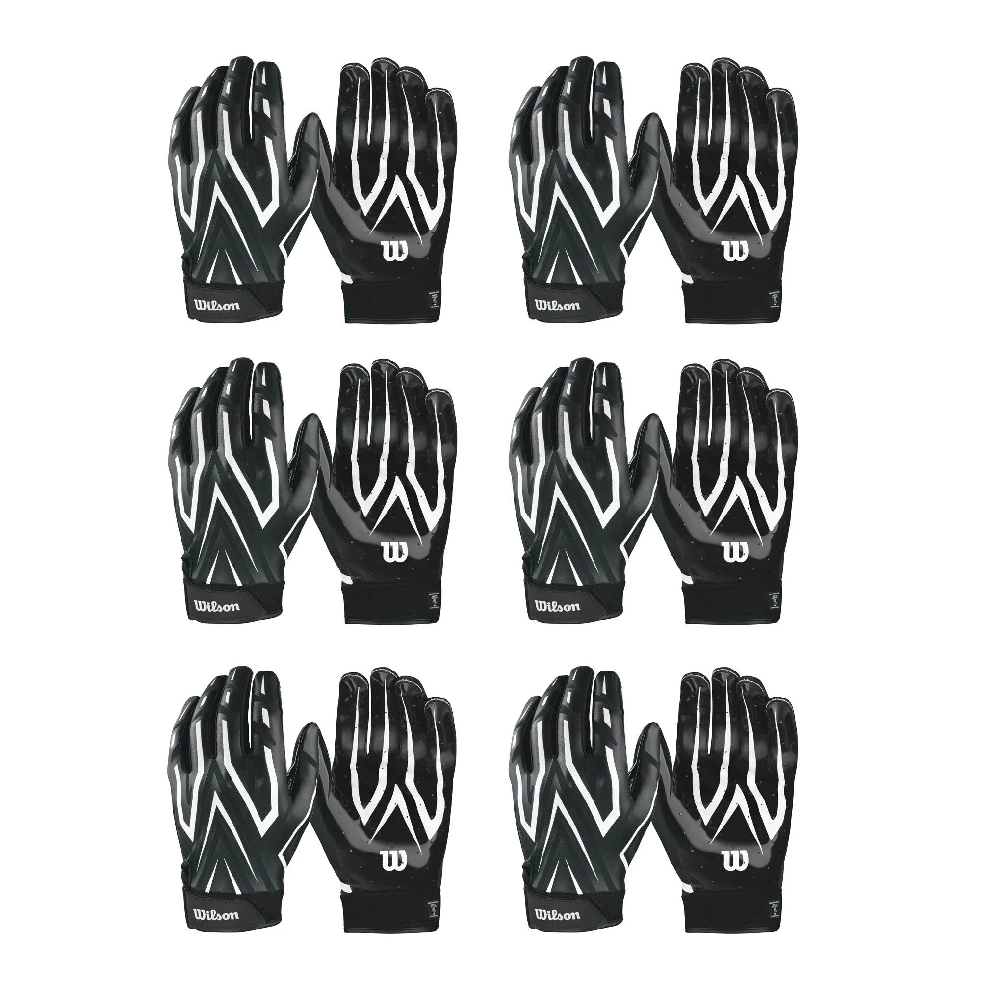 Wilson Black Adult MVP Clutch Skill Football Receiver Gloves, Small (6 Pack)