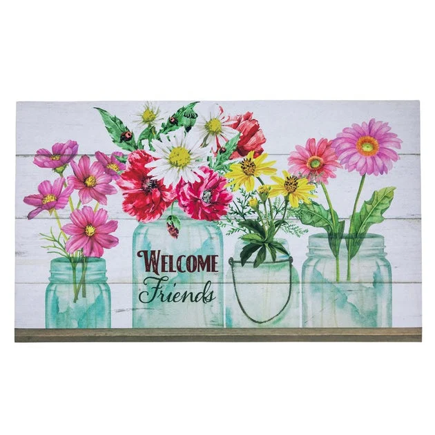 18" x 30" Welcome Friends Spring Bouquet Doormat