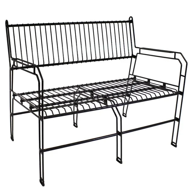 30.75" Indoor/Outdoor Steel Wire Patio Bench - Black
