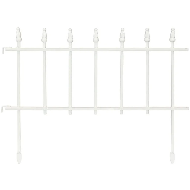Roman-Style 9' Five-Piece Outdoor Lawn and Garden Metal Decorative Border Fence Panel Set - White