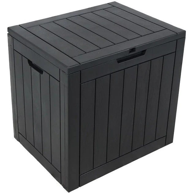 32-Gallon Lockable Outdoor Small Deck Box with Storage and Side Handles - Phantom Gray