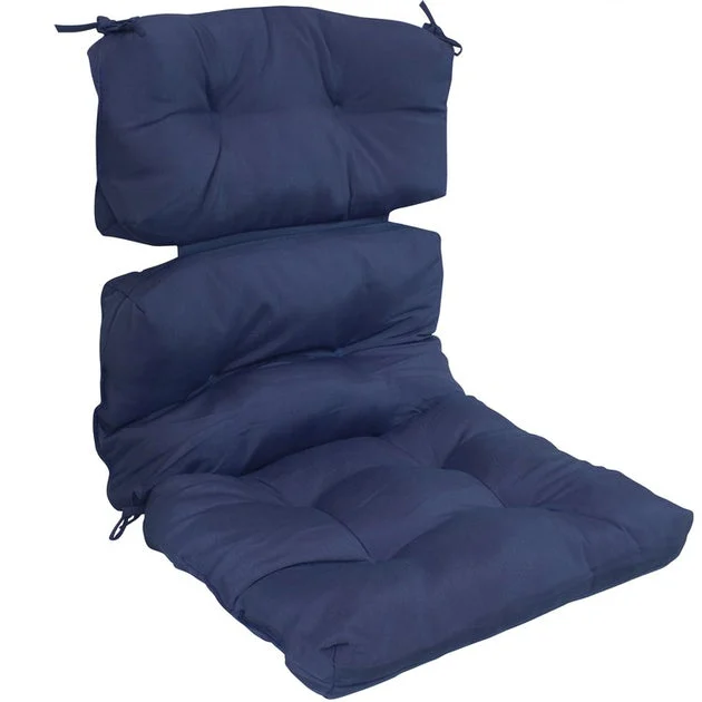 23" x 47" Indoor/Outdoor Olefin Polyester Tufted Cushion for High-Back Patio Dining Chair - Blue