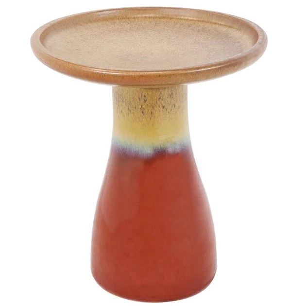 Duo Tone Outdoor High-Fired Smooth Ceramic Handpainted Bird Bath - Lemon Cognac