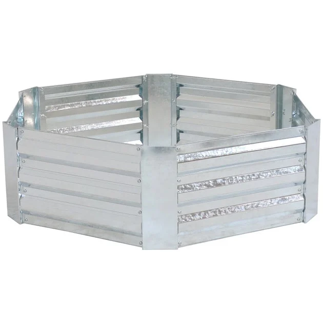40" x 12" Corrugated Galvanized Steel Hexagon Raised Garden Bed Kit - Silver