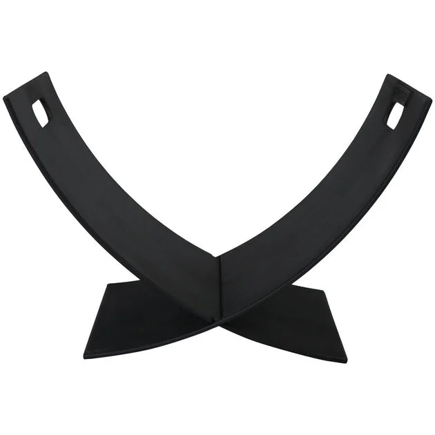 30" Small Indoor/Outdoor Powder-Coated Steel Metal Firewood Log Storage Rack Holder - Black