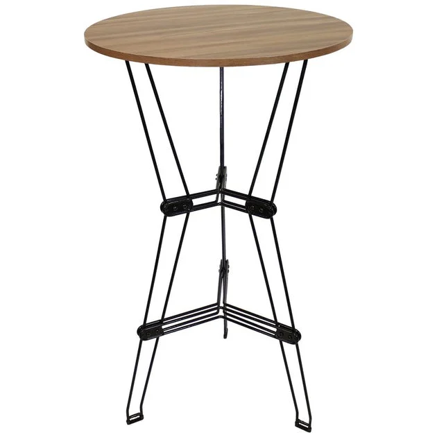 Indoor Modern Furniture Steel Wire Bar Table with Faux Woodgrain Tabletop - Brown