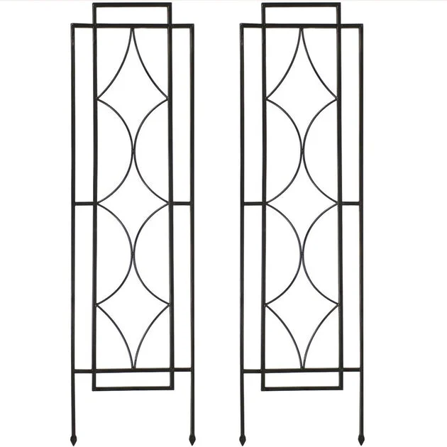 48.25" Chic Diamonds Design Decorative Steel Metal Garden Trellis 2-Pack - Black