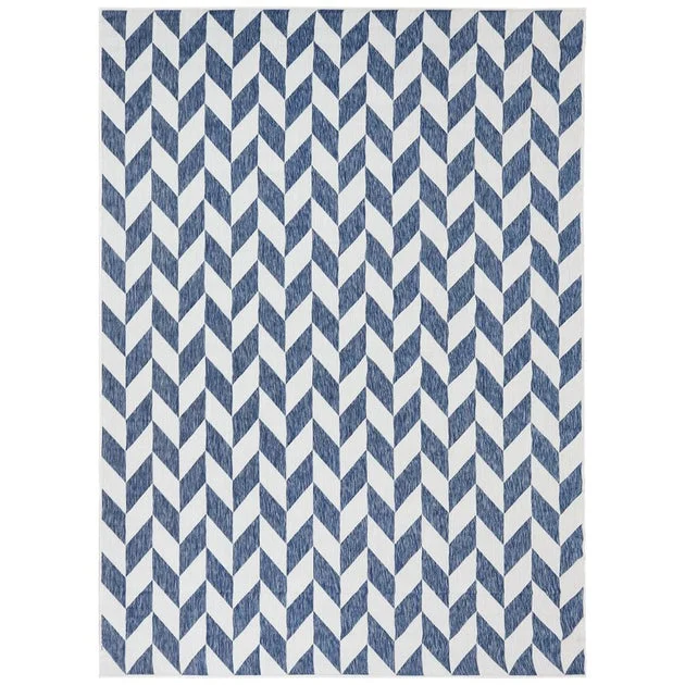 Geometric Affinity 8' x 10' Outdoor Patio Area Rug - Steel Blue
