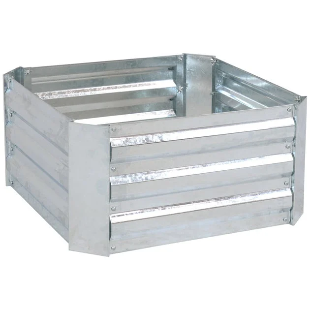 24" x 12" Outdoor Corrugated Galvanized Steel Raised Garden Bed - Silver
