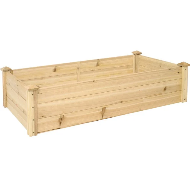 24" x 48.25" x 12.25" Outdoor Rectangular Wood Raised Garden Bed - Brown