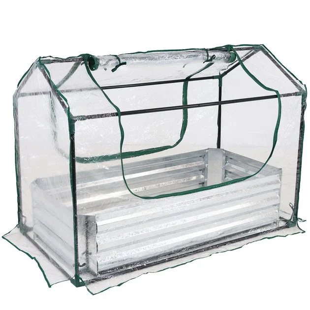 4' x 2' Steel Raised Garden Bed with PVC Greenhouse Cover - Clear