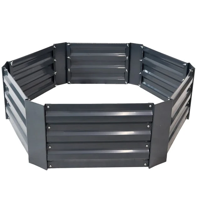 40" x 11" Hexagon Raised Hot Dip Galvanized Steel Garden Bed - Dark Gray