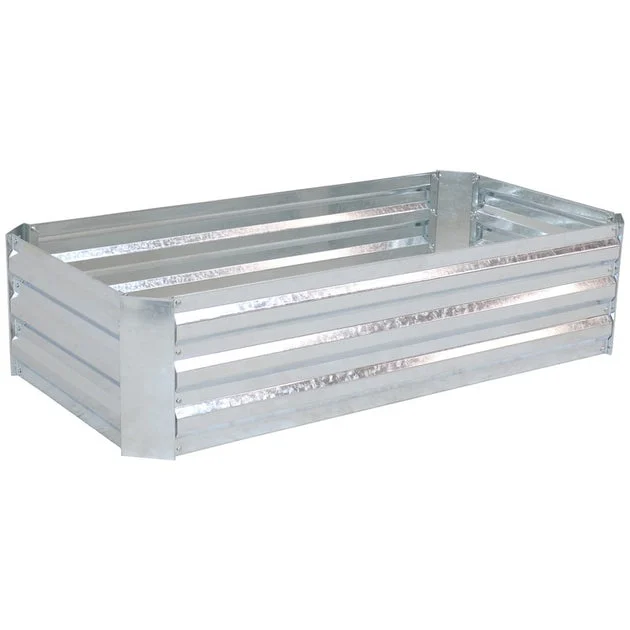 48" x 11.75" Raised Corrugated Galvanized Steel Rectangle Garden Bed - Silver
