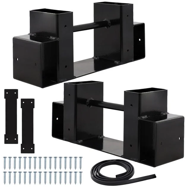 Adjustable Steel Log Rack Brackets with Accessory Kit - Black