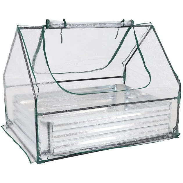 4' x 3' Steel Raised Garden Bed with PVC Greenhouse Cover - Clear
