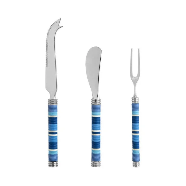 Jubilee Cheese Knife, Spreader and Fork Set - Shades of Denim