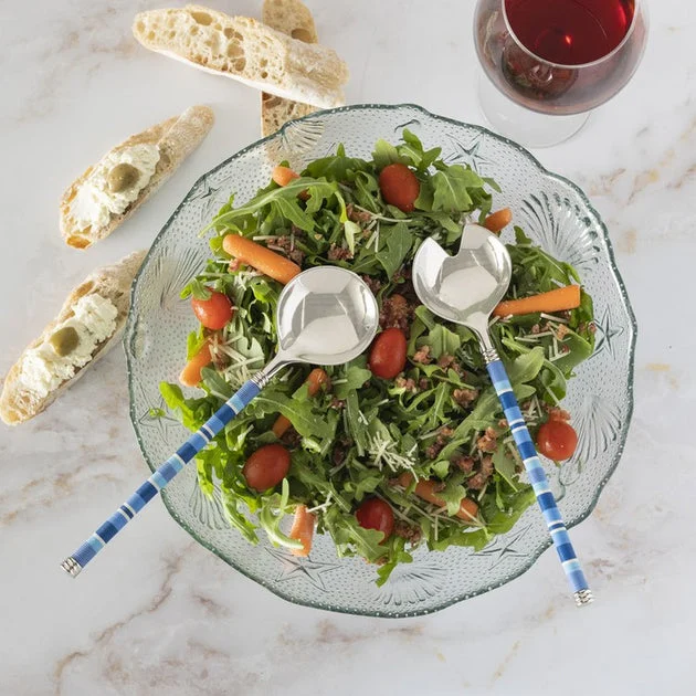 Jubilee Salad Servers and Coastal Salad Bowl - Shades of Denim