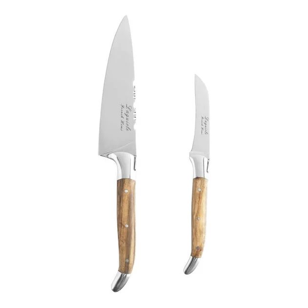 Laguiole Connoisseur Vegetable Knives with Olive Wood Handles Set of 2