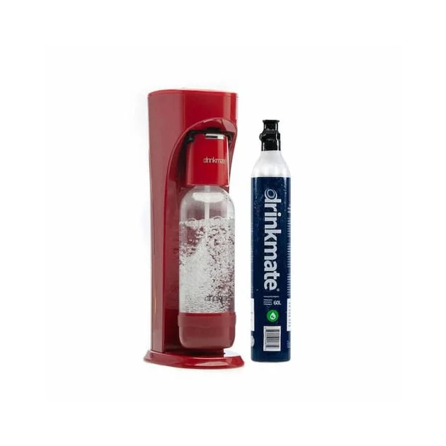 OmniFizz Sparkling Water/Soda Maker with 60-Liter CO2 Cylinder - Red