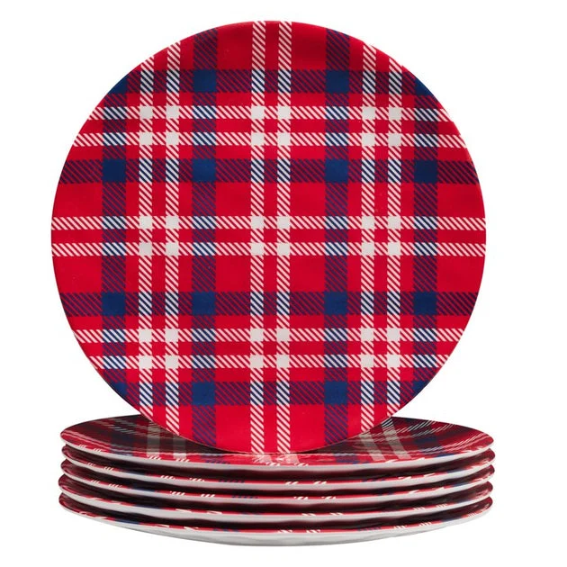 Patriotic Plaid 11" Dinner Plates Set of 6