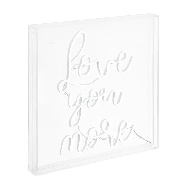 Love You More 15" Square Acrylic Box USB-Operated LED Neon Light
