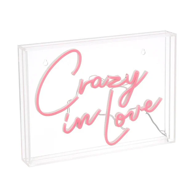 Crazy In Love 14" x 10" Acrylic Box USB-Operated LED Neon Light