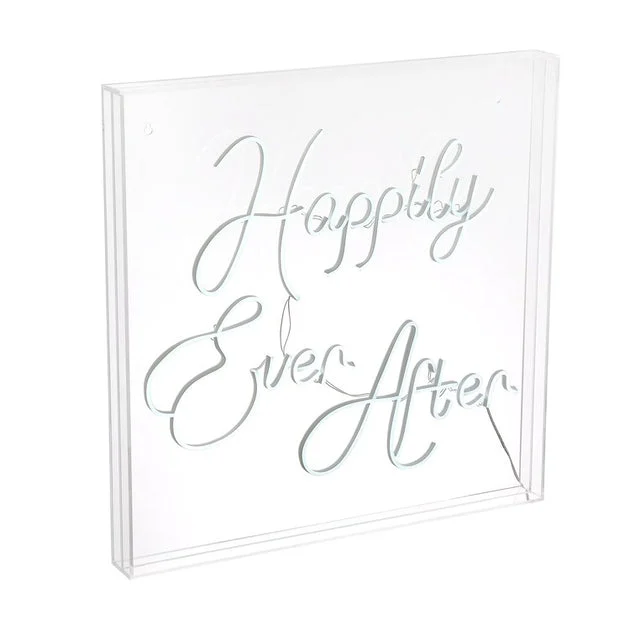 Happily Ever After 23.63" Square Acrylic Box USB-Operated LED Neon Light