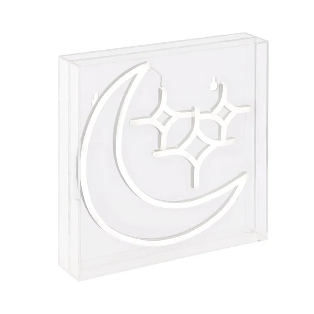 Starry Crescent 10" Square Acrylic Box USB-Operated LED Neon Light