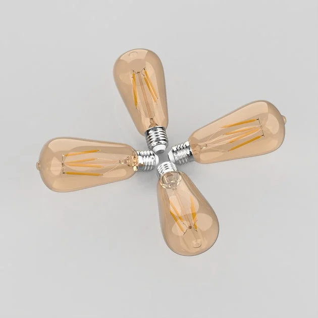 Vintage Non-Dimmable ST58-4W LED Edison Glass Bulbs with E26 Base (Pack of 4)