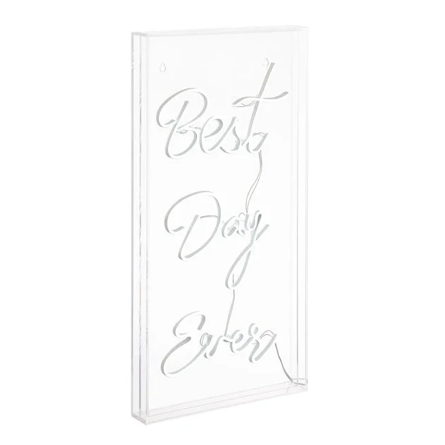 Best Day Ever 11.75" x 23.63" Acrylic Box USB-Operated LED Neon Light