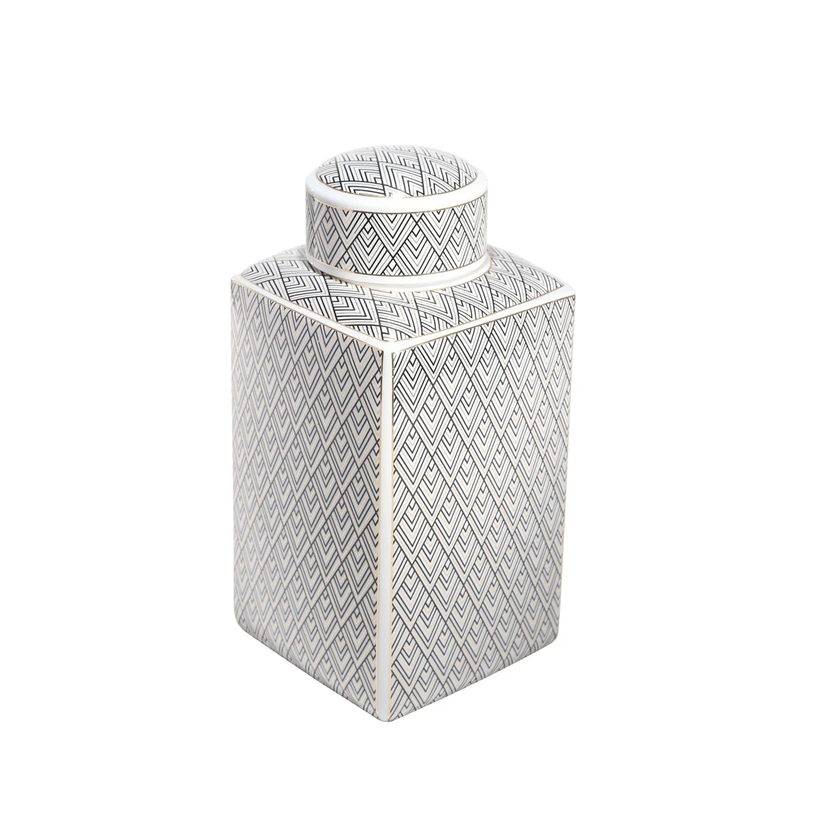 Sagebrook Home White/Black/Gold Ceramic Jar 16``