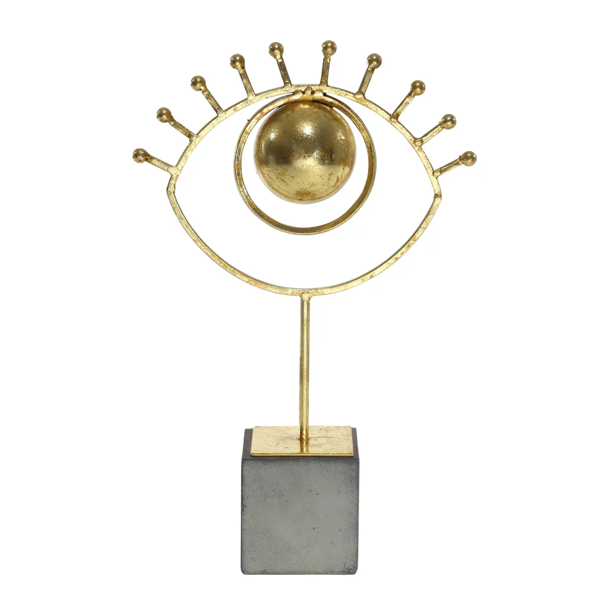 Sagebrook Home Ec, Gold Metal Eye Sculpture On Stand Kd