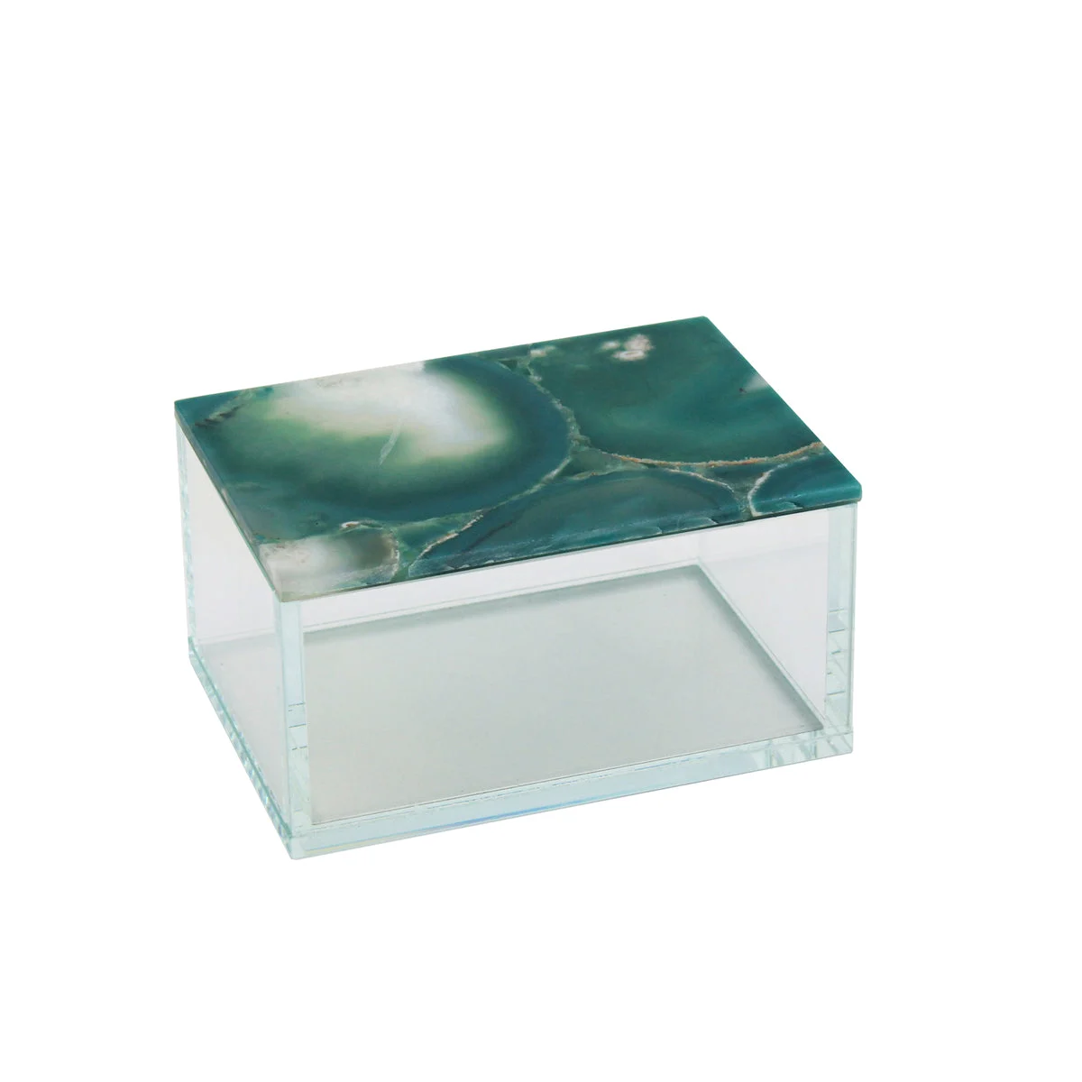 Sagebrook Home Green Agate Top Glass Box